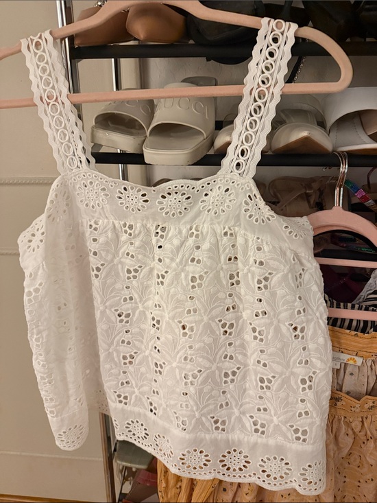 Zara Tops - Zara Cotton White Eyelet Broderie Anglaise Camisole
